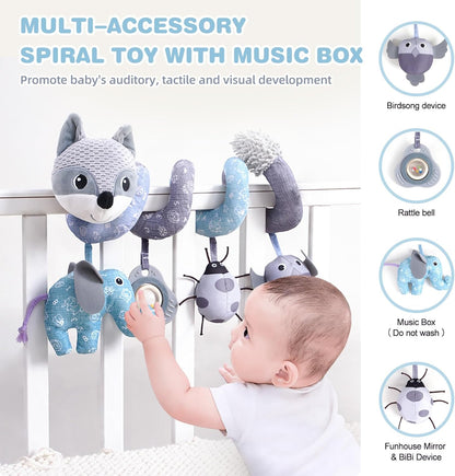 Jollybaby Baby Car Seat Stroller Toys, Plush Activity Hanging Spiral Activity Pram Crib with Music