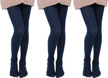 EVERSWE 3 Pairs Pack Girls Microfiber Tights Multiple Colors