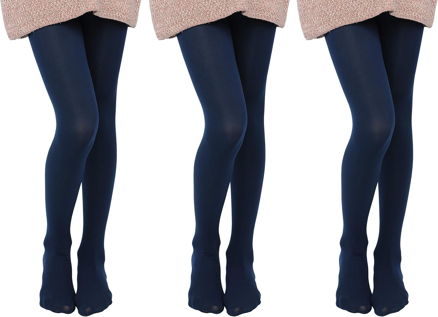 EVERSWE 3 Pairs Pack Girls Microfiber Tights Multiple Colors