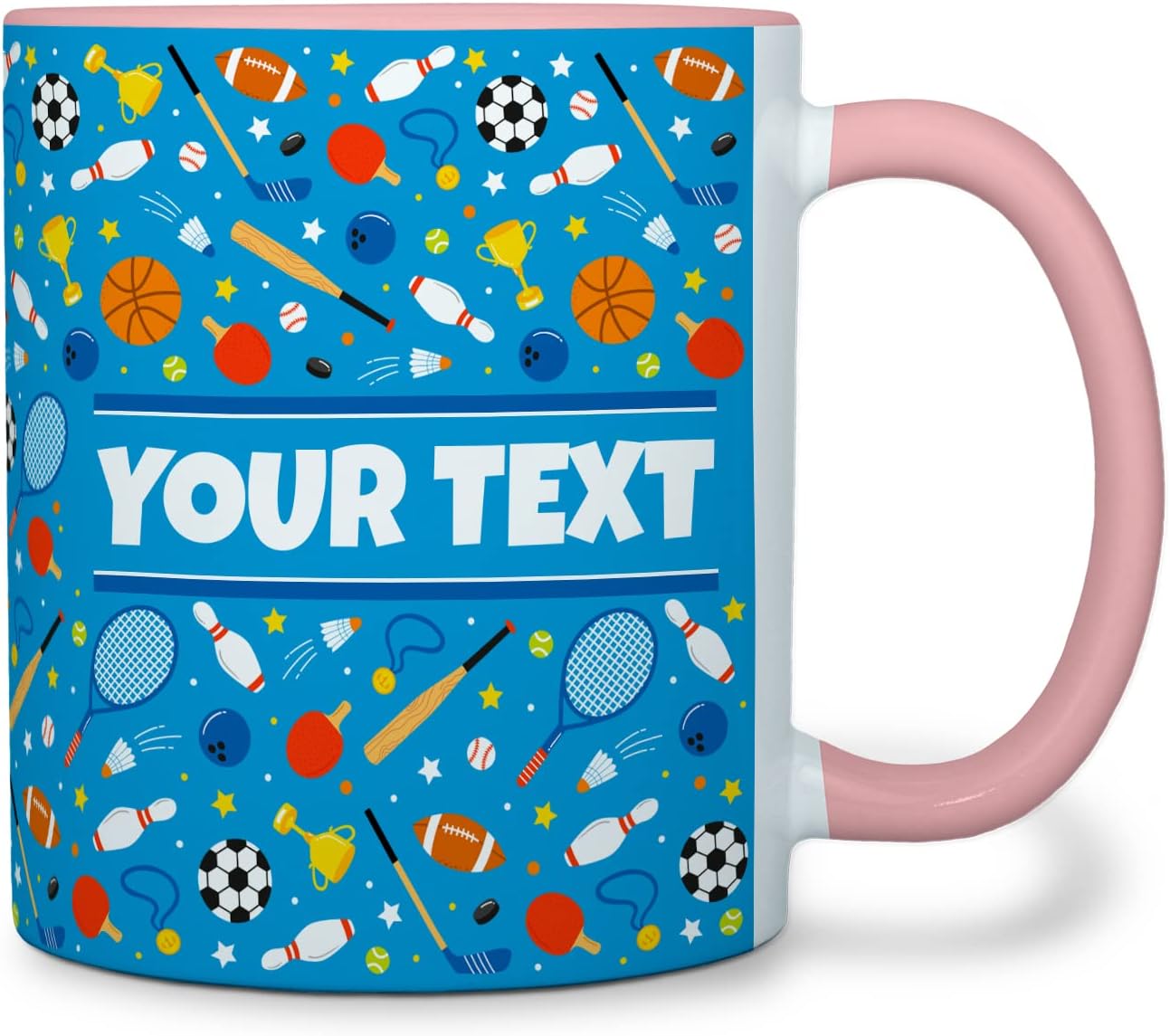 Personalized Mug for Kids - Sports - Custom Name/Text, Ceramic Hot Chocolate/Cocoa/Coffee Cup for