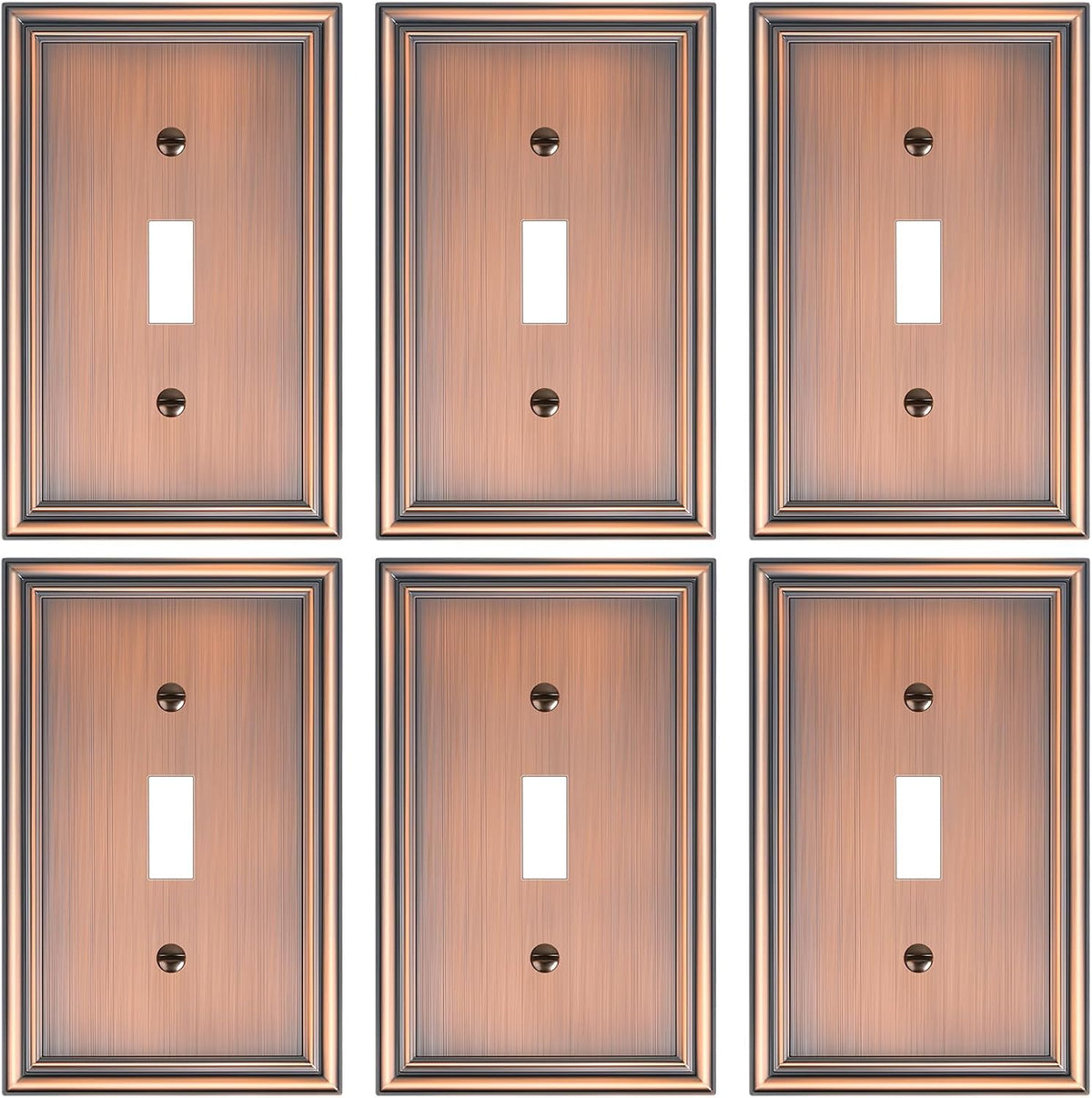 6-Pack Single Toggle Light Switch Cover Plate, Durable Solid Zinc Alloy Decorative Switch Plate