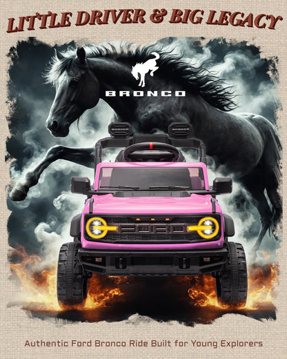 12V Electric Ride on Toys for Toddler, Ford Bronco Raptor Kids Ride on Car with Remote Control, 12