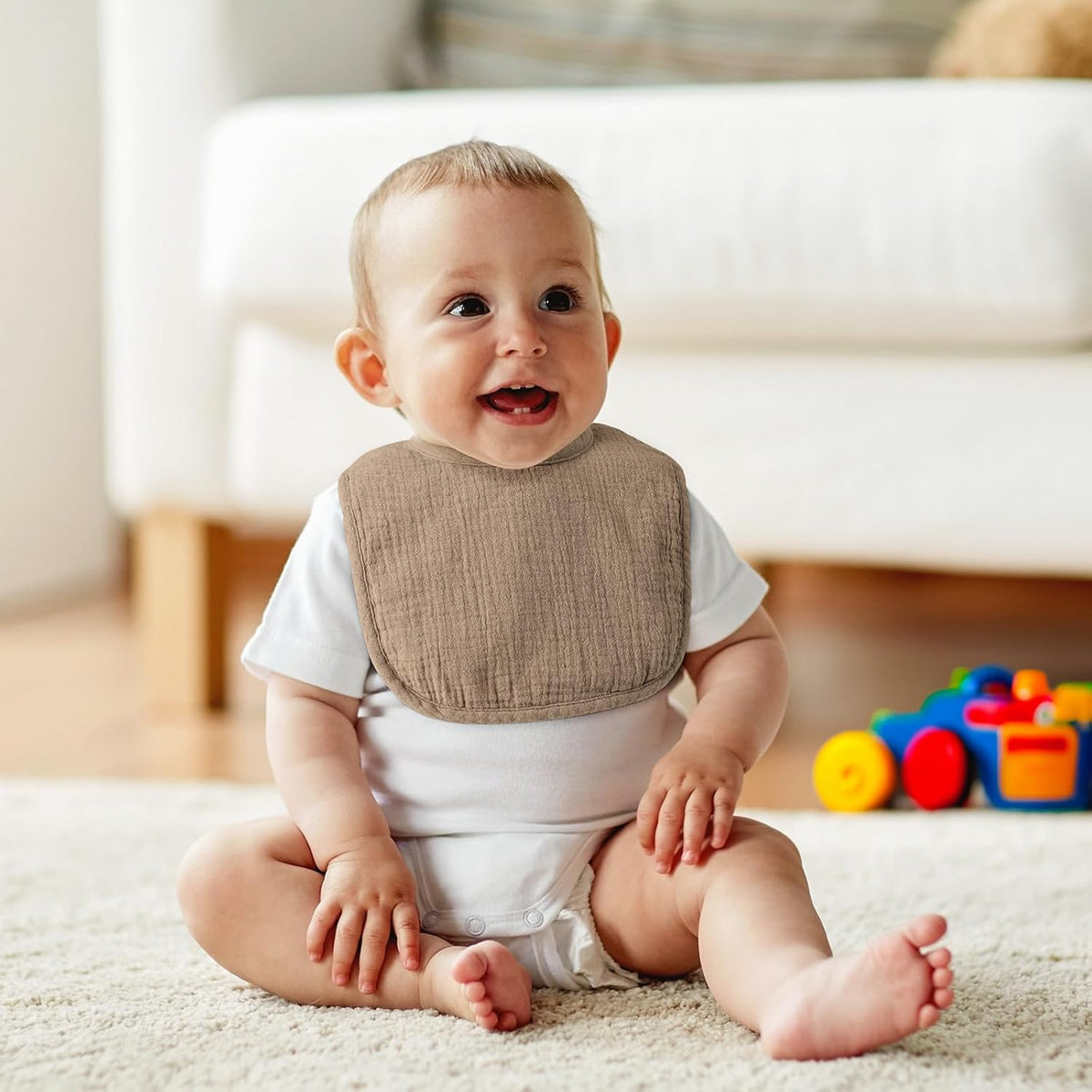 6-Pack Muslin Baby Bibs for Unisex Boys Girls, Cotton Baby Drool Bibs, Drooling and Teething Bibs