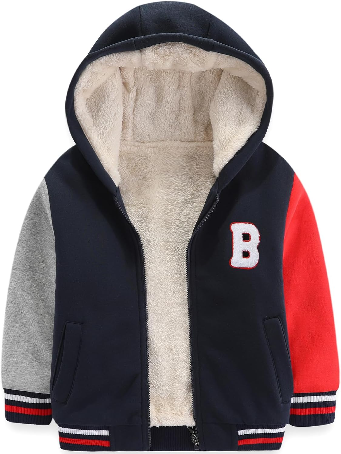 Bumeex Kids Boy's Girl's Sherpa Fleece Lined Jacket Spring Fall Winter Zip up Sweatshirt Hoodie