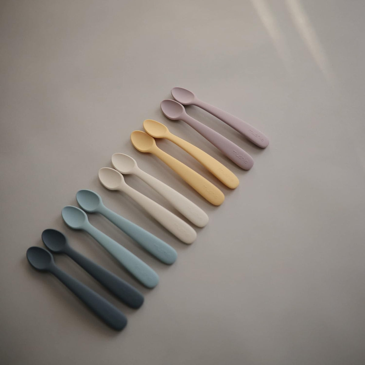 mushie Silicone Baby Feeding Spoons | 2 Pack (Powder Blue)