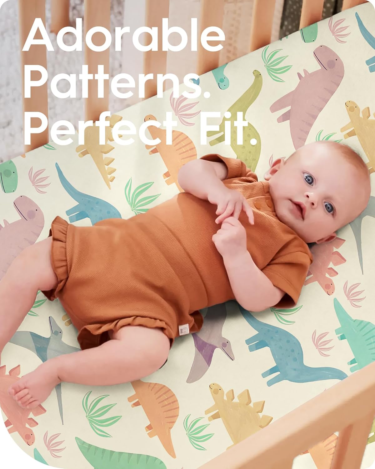 Dinosaur Crib Sheets for Boys, Premium Soft Crib Mattress Fitted Sheet, Ultra Breathable Baby