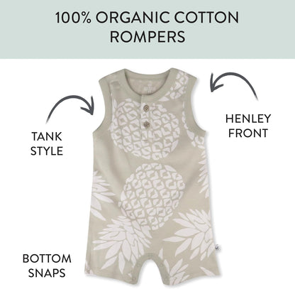 HonestBaby Short Sleeve and Tank Romper 100% Organic Cotton for Infant Baby and Toddler Boys