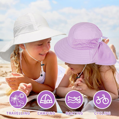 Toddler Baby Sun Hat Kids Summer UPF 50+ for Boys Girls Adjustable Beach Hats with Bucket Wide Brim