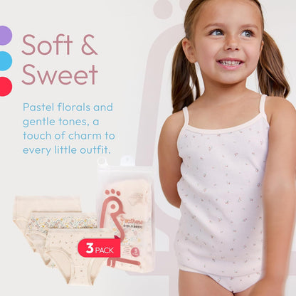 Feathers Floral Print Snug Tagless Cotton Underwear – Girls Underwear Briefs Super Soft Panties (3