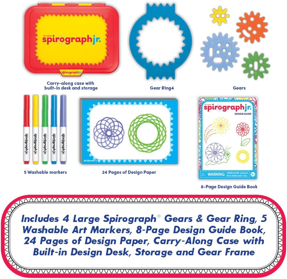 Spirograph Jr. — Jumbo Sized Gears Classic Retro Toy For Spiral Drawing Art Design Toy Kit for
