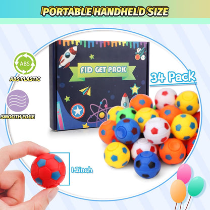 36 PCS Basketball Fidget Spinner, Soccer Ball Stress Relief Toys for Kids Adults, Goodie Bag