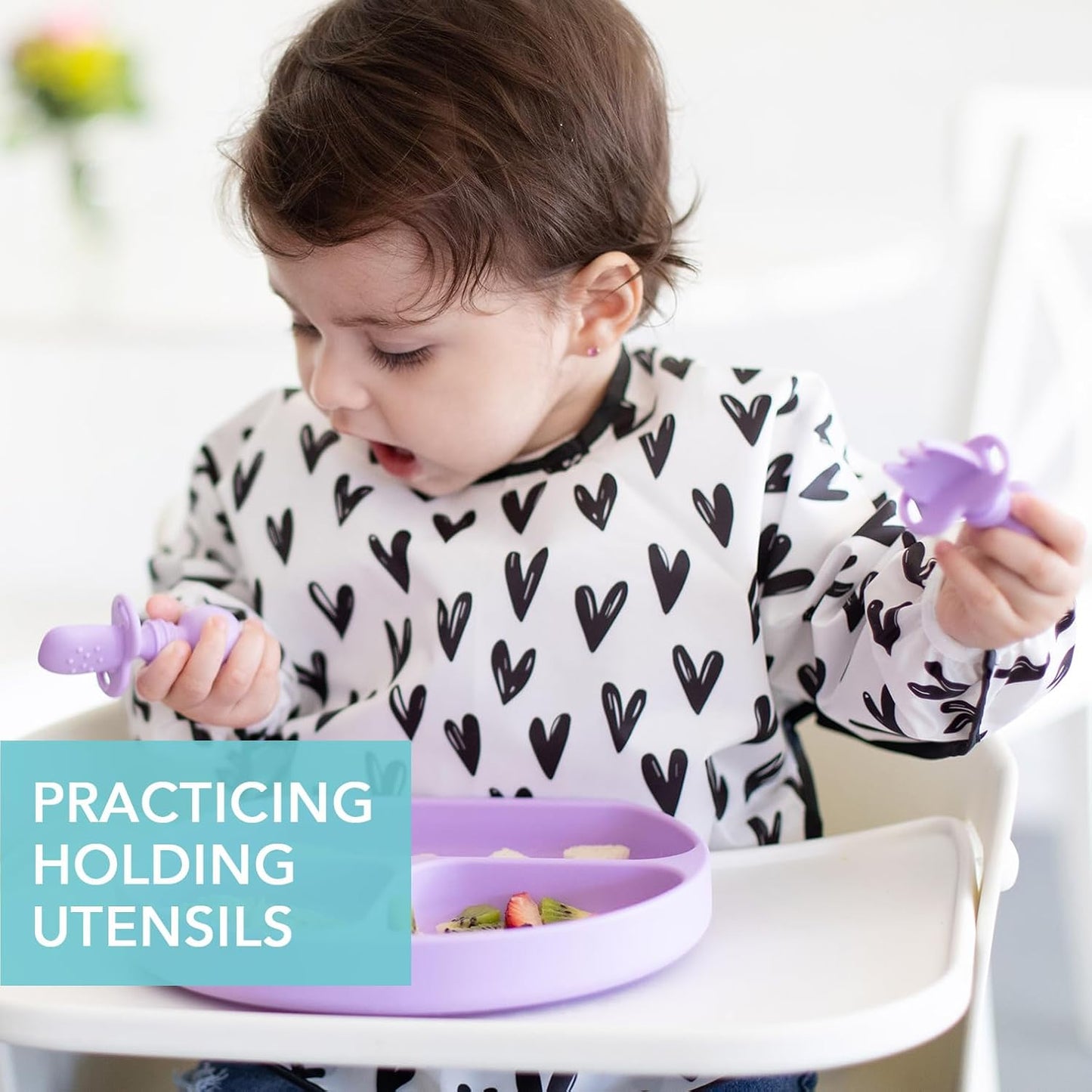 Bumkins Baby Utensils Set, Chewtensils Silicone Spoons for Dipping, Self-Feeding, Baby Led Weaning