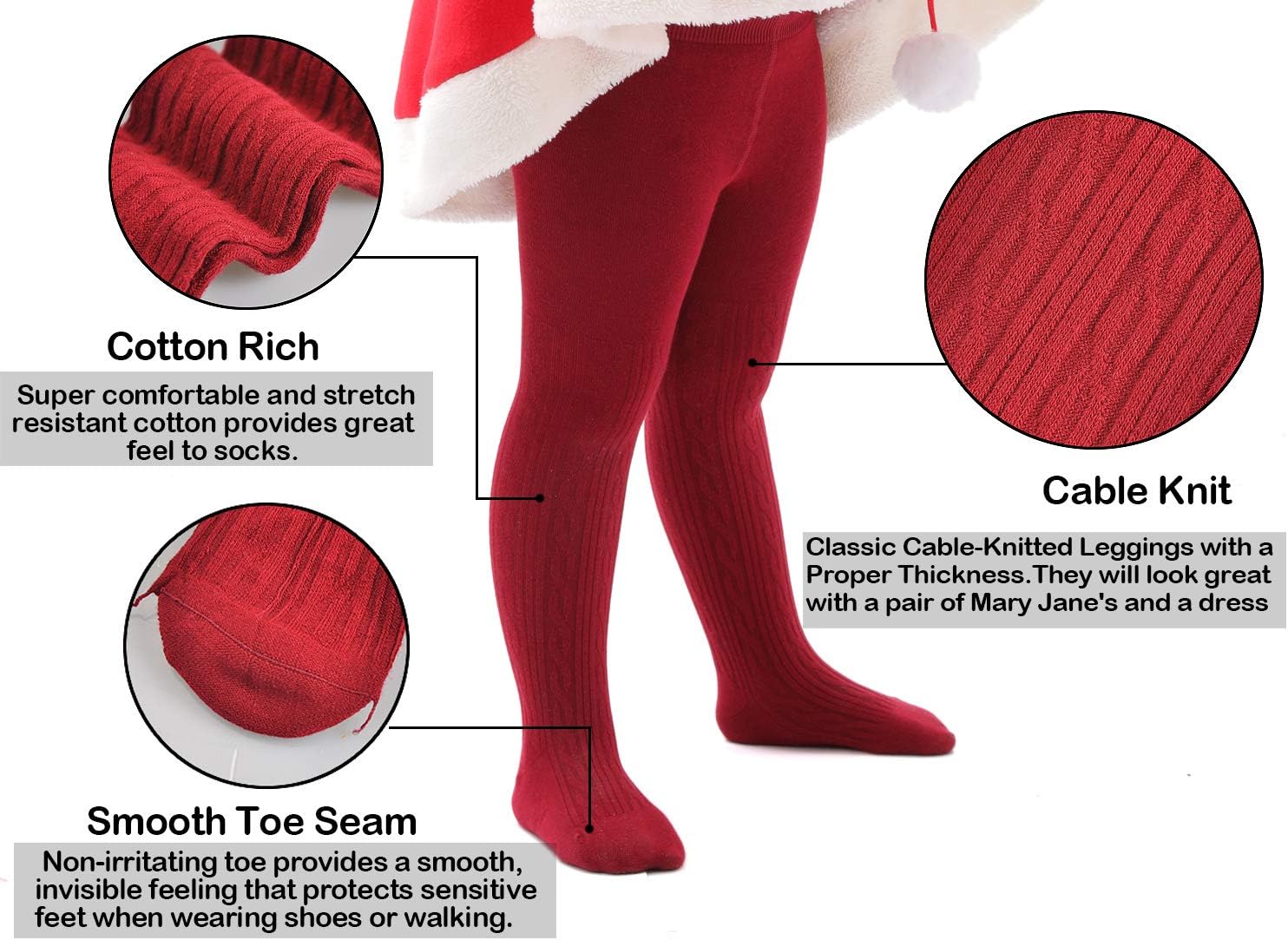 EPEIUS Baby Girl Tights Thick Cable Knit Leggings Stockings Cotton Pantyhose for Newborn Infant