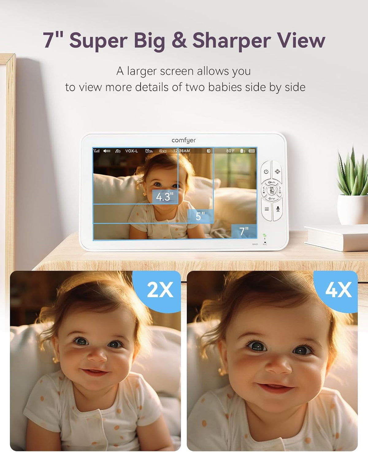 Baby Monitor with Camera and Audio, 7" 720P HD Video Baby Monitor No WiFi, 4000mAh Battery, VOX