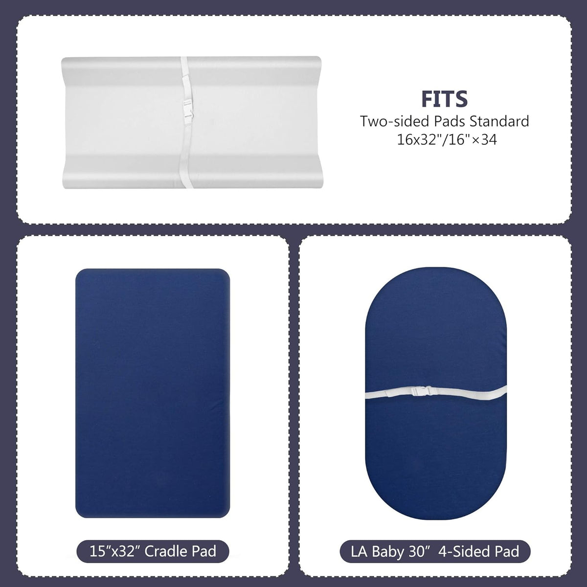 TILLYOU Changing Pad Cover Set in Soft Jersey Material - Fits 32"/34''x16 Contoured Pad for Babies