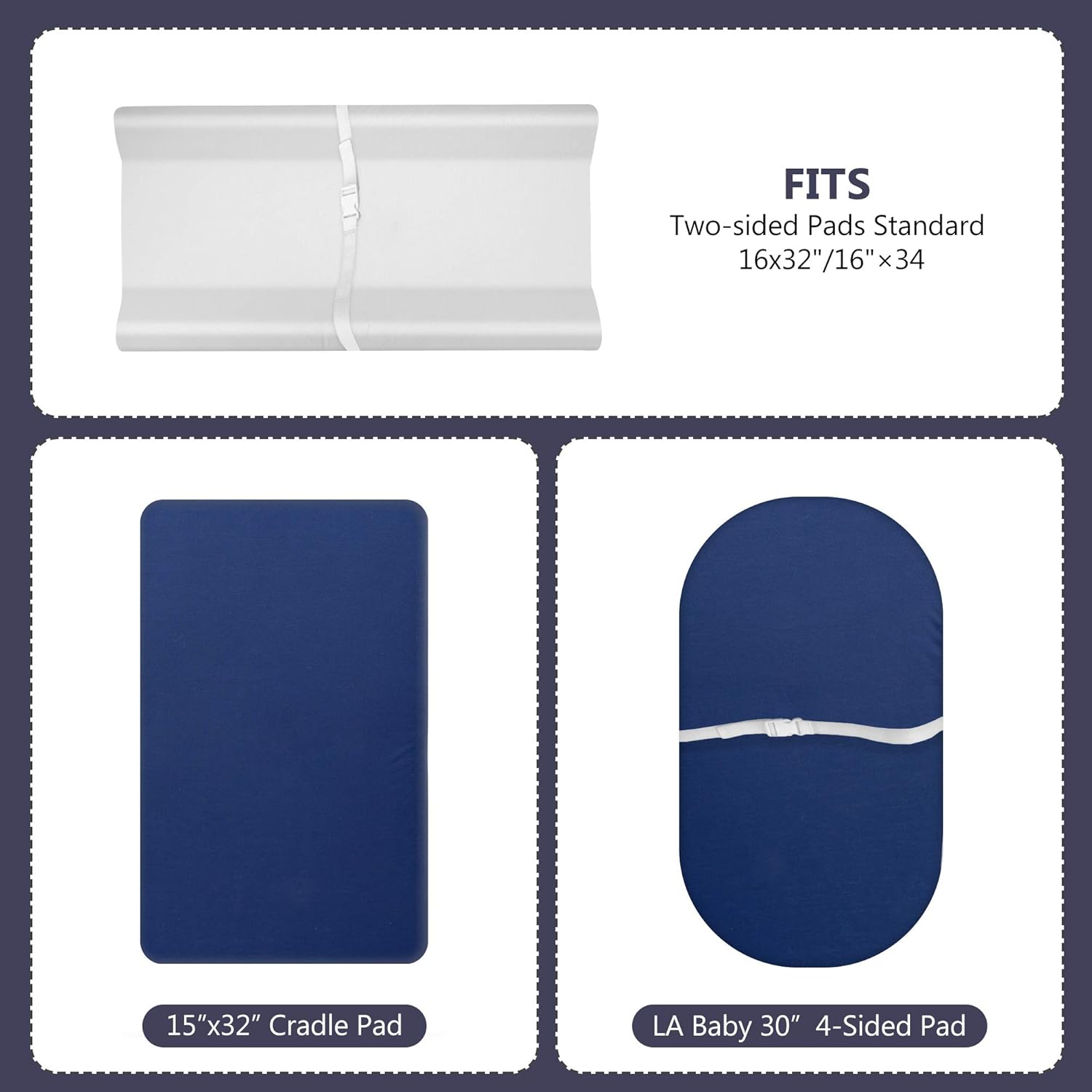 TILLYOU Changing Pad Cover Set in Soft Jersey Material - Fits 32"/34''x16 Contoured Pad for Babies
