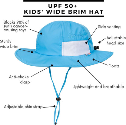 SwimZip Wide Brim Sun Hat | UPF 50+ Protection for Baby, Toddler, and Kids