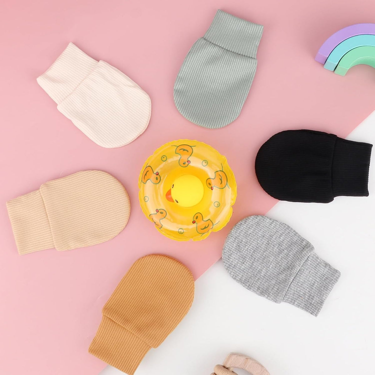 BQUBO 6 Pairs Newborn Baby Boys Girls Mittens 0-6 Months Unisex-Baby Infant Mittens Elastic No