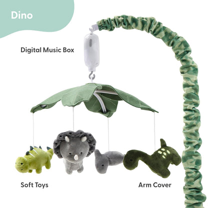 The Peanutshell Crib Mobile for Boys or Girls - Grey and Green Camo Musical Baby Crib Mobile with