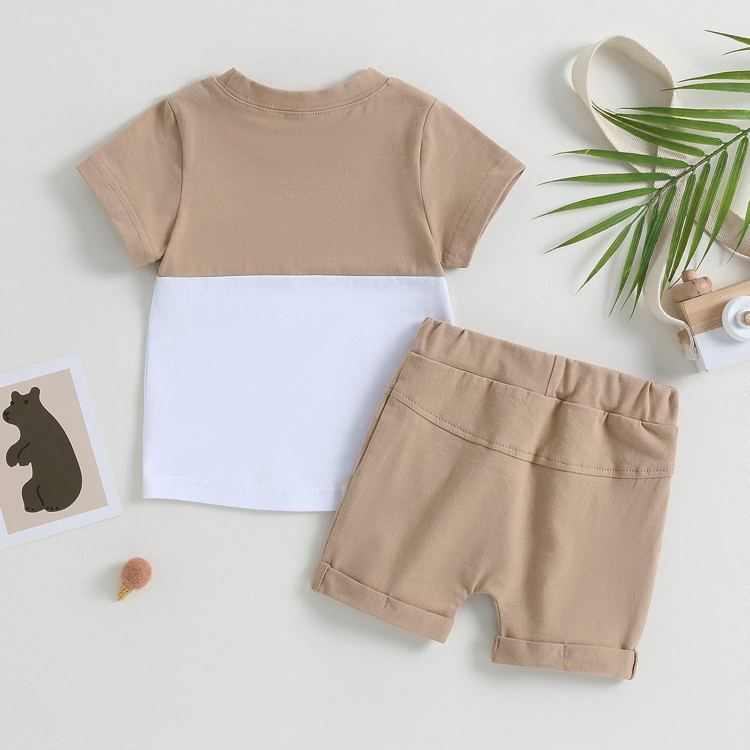 fhutpw Baby Toddler Boy Clothes Summer Outfits 6 12 18 24 Months Patchwork Short Sleeve T Shirt &