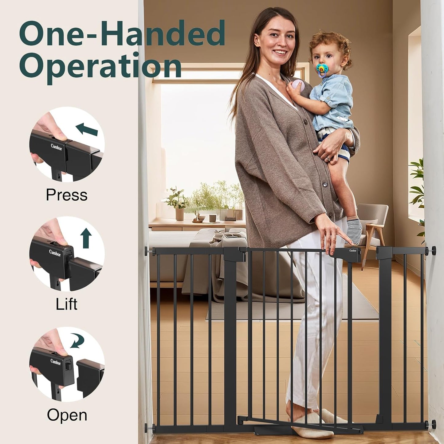 Cumbor 2 Pack 29.7"-48" Baby Gate for Stairs, Mom's Choice Awards Winner-Dog Gate for Doorways