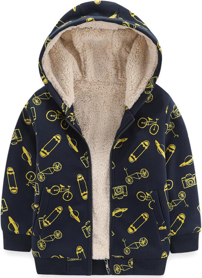 Bumeex Kids Boy's Girl's Sherpa Fleece Lined Jacket Spring Fall Winter Zip up Sweatshirt Hoodie