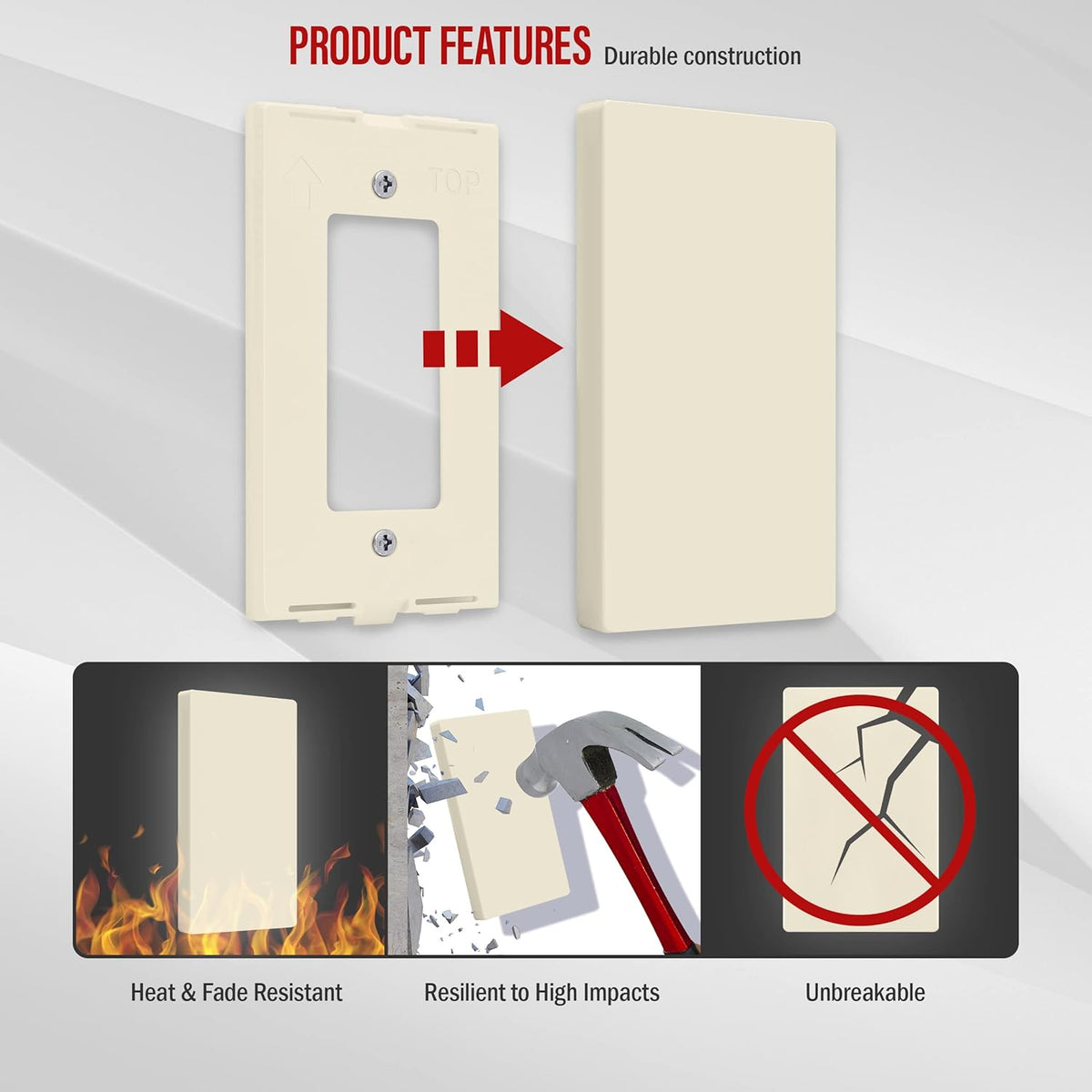 ENERLITES Screwless Blank Wall Plate, Child Safe Blank Device Outlet Cover, Standard Size, 1-Gang