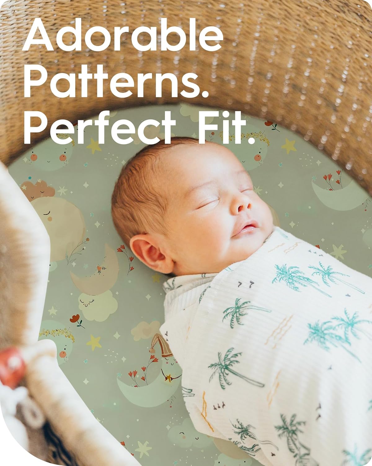 Bassinet Sheets for Baby Boy Girl, TotBasic Buttery Soft Universal Bassinet Fitted Sheet