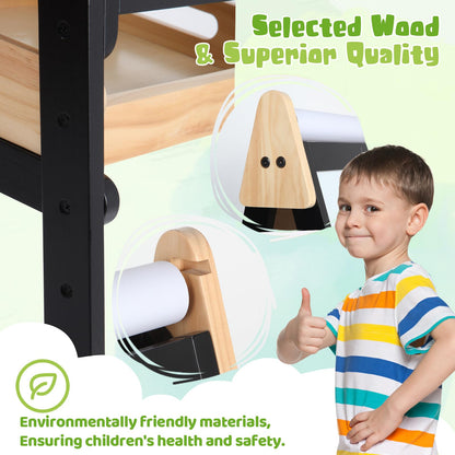 3 in 1 Easel for Little Kids with Wood Tray, Double Sided Wooden Easel with Paper Roll, Magnetic