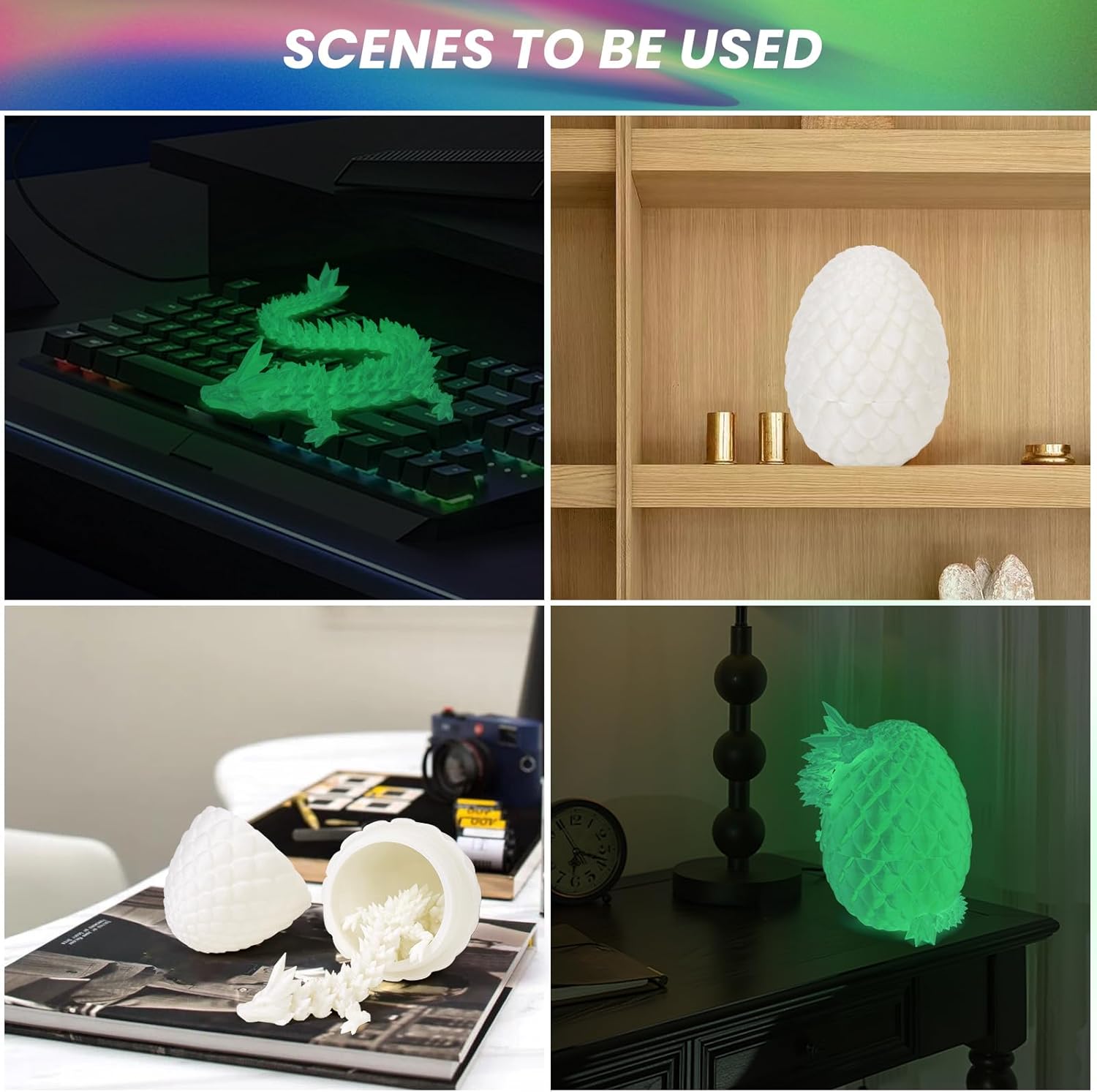 4PCS 3D Printed Dragon Eggs with Dragon Inside House of The Dragon Articulated Crystal Dragon