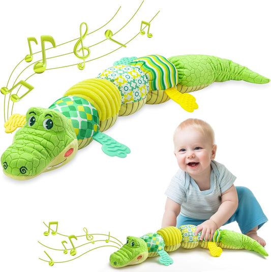 Baby Toys 0 to 12 Months, Musical Stuffed Animals Activity Soft Toy with Multi-Sensory Crinkle