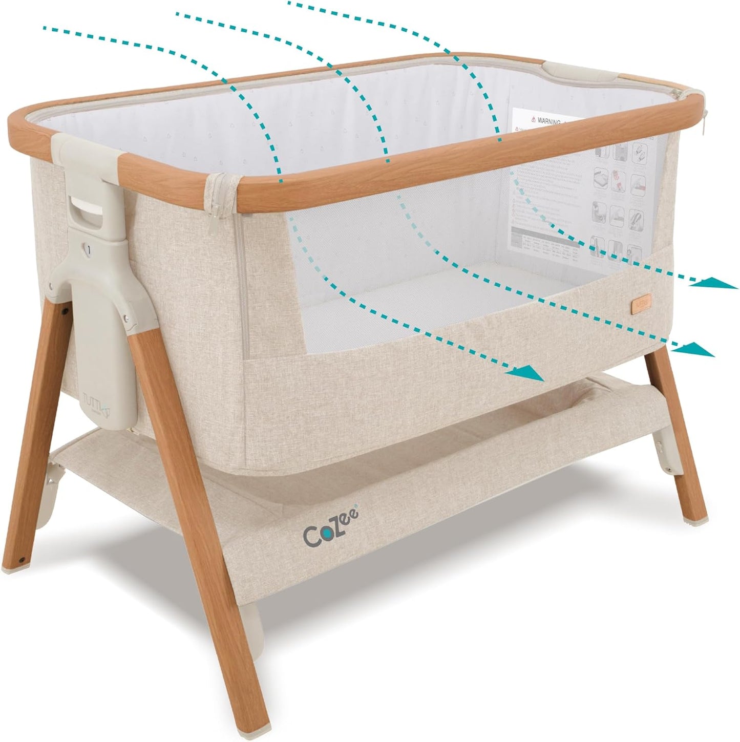 CoZee® 2-in-1 Baby Bassinet & Bedside Sleeper - Fast-Folding Bedside Bassinet, Baby Crib with 6