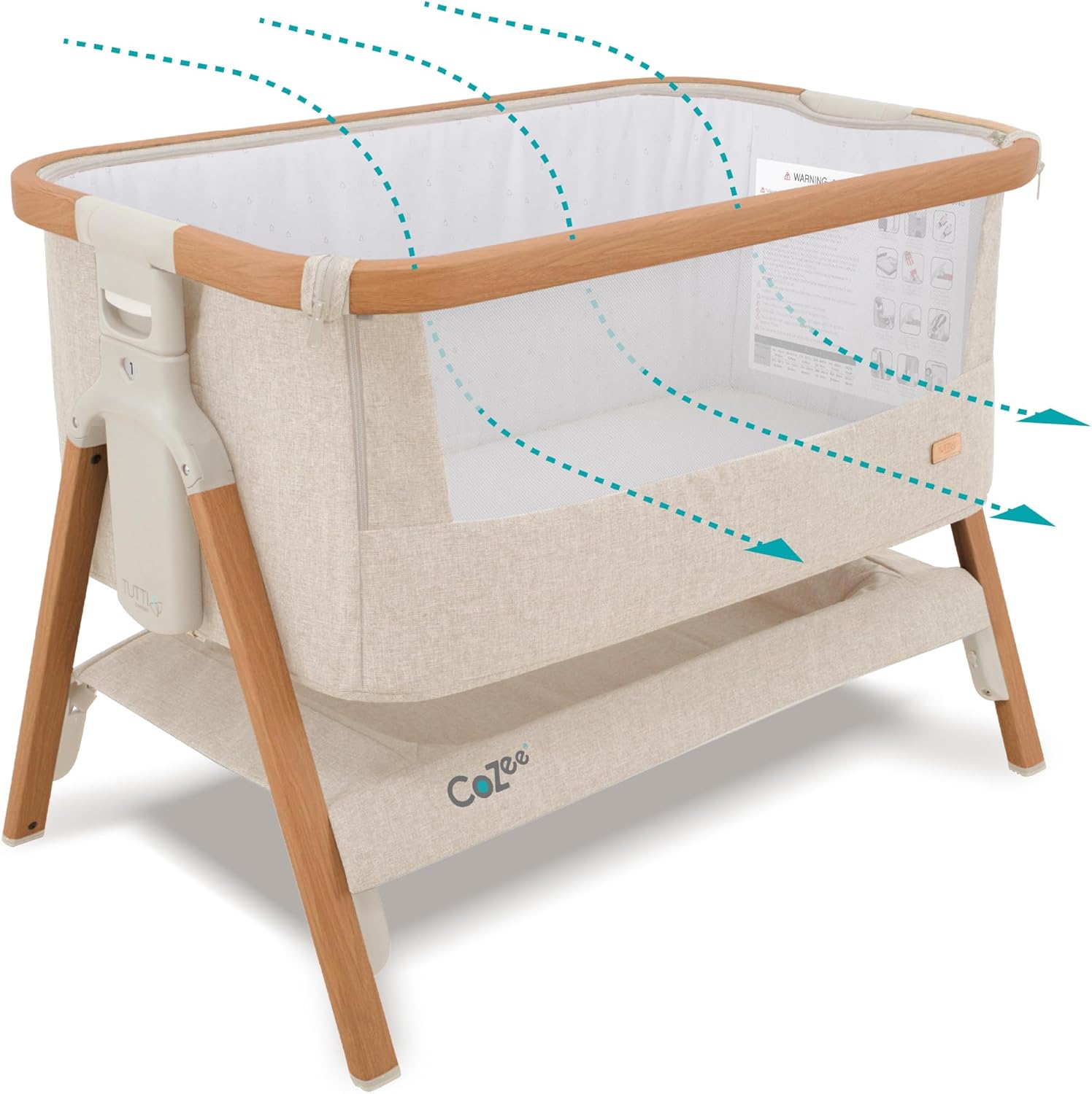 CoZee® 2-in-1 Baby Bassinet & Bedside Sleeper - Fast-Folding Bedside Bassinet, Baby Crib with 6
