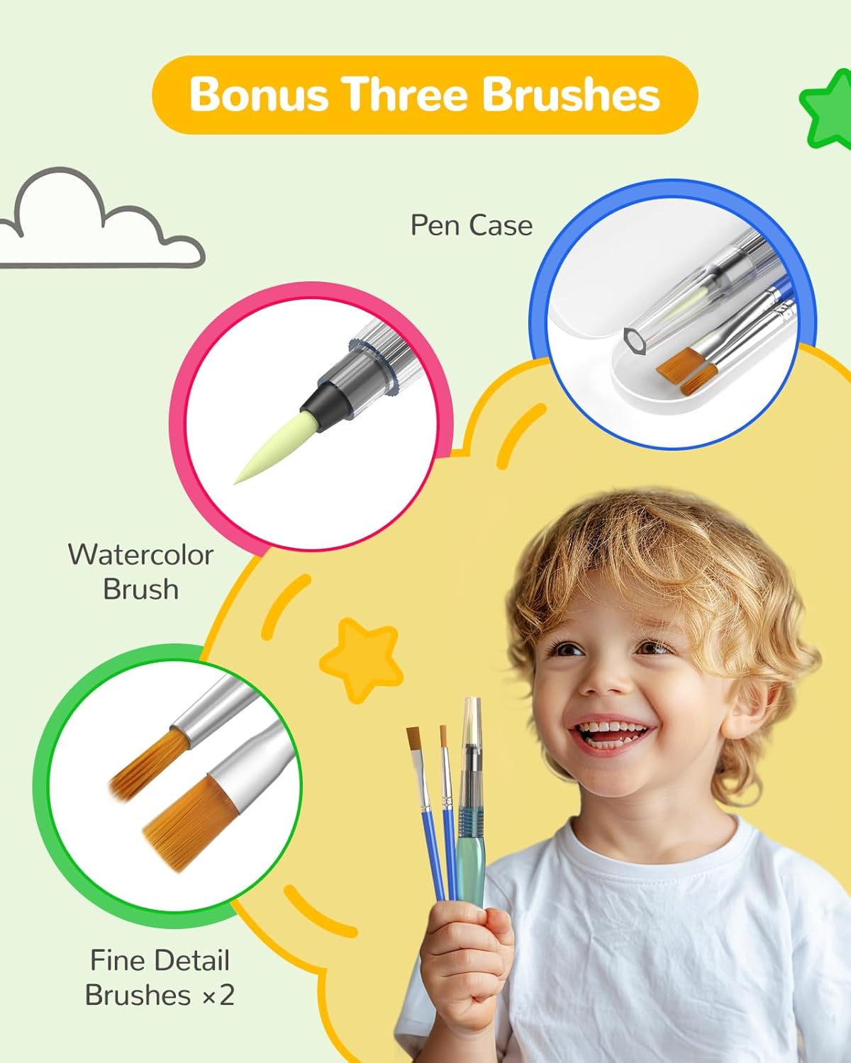 TECJOE Paint with Water Coloring Books for Toddlers, Dinosaur Series Watercolor Set with 3 Brushes