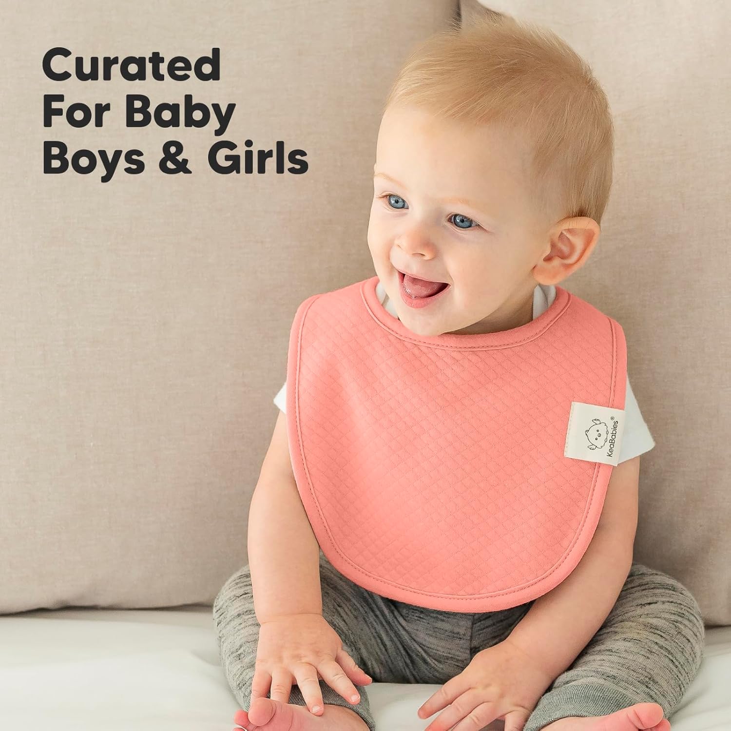 8-Pack Organic Baby Bibs for Girls, Boys - Quilted Cotton Cloth Baby Drool Bibs for Drooling and