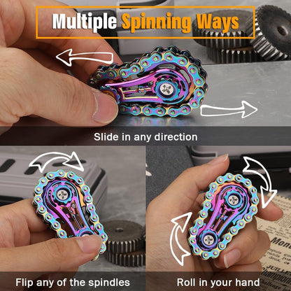 Bike Chain Gear Fidget Spinner for Stress Relief, Metal Sprocket Chain Fidget Toy for Kids Adults