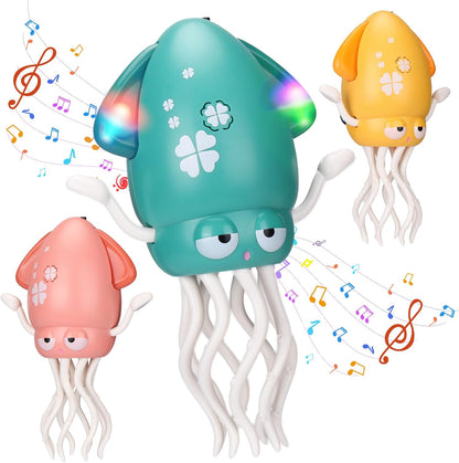 Magic Electric Dancing Octopus Toy with Led Light and Music,Playful Automatic Evasion Crawling