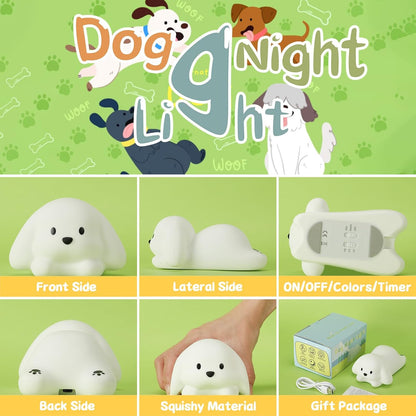 Tremdwoto Dog Night Light for Kids,Cute Colorful Night Light Baby Girl Squishy Night Light Lamp 1/3