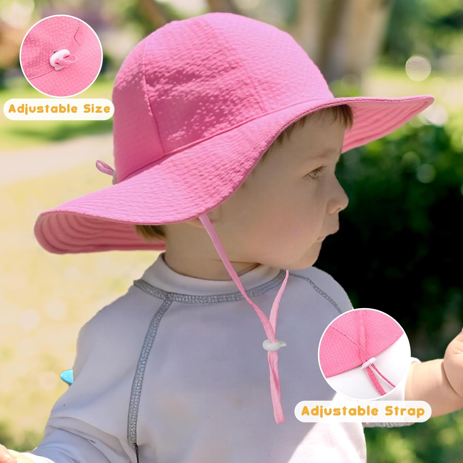 HONGTEYA Baby Sun Hat Toddler Girl Beach Hat Adjustable Outdoor Summer Hat UPF 50+ Sun Protection