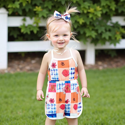 WZTYYDS Toddler Baby Girl Summer Clothes Floral Romper Tie-Up Strap Halter Jumpsuit Infant Summer