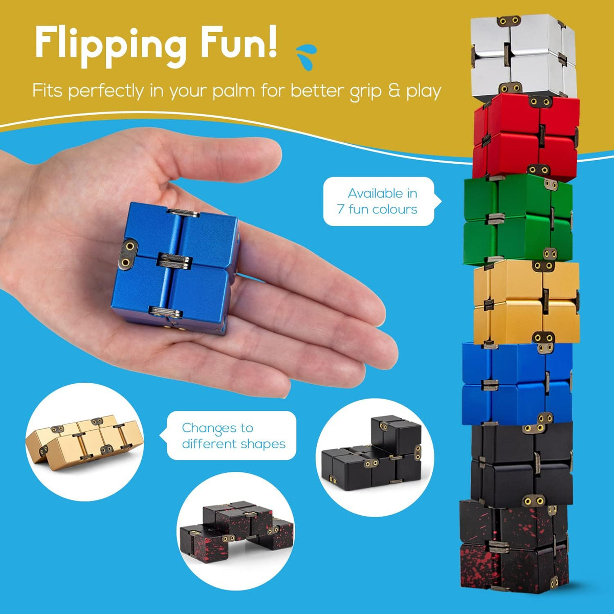 PILPOC theFube Infinity Cube Fidget Desk Toy - Aluminum Infinite Magic Cube with Case, Sturdy