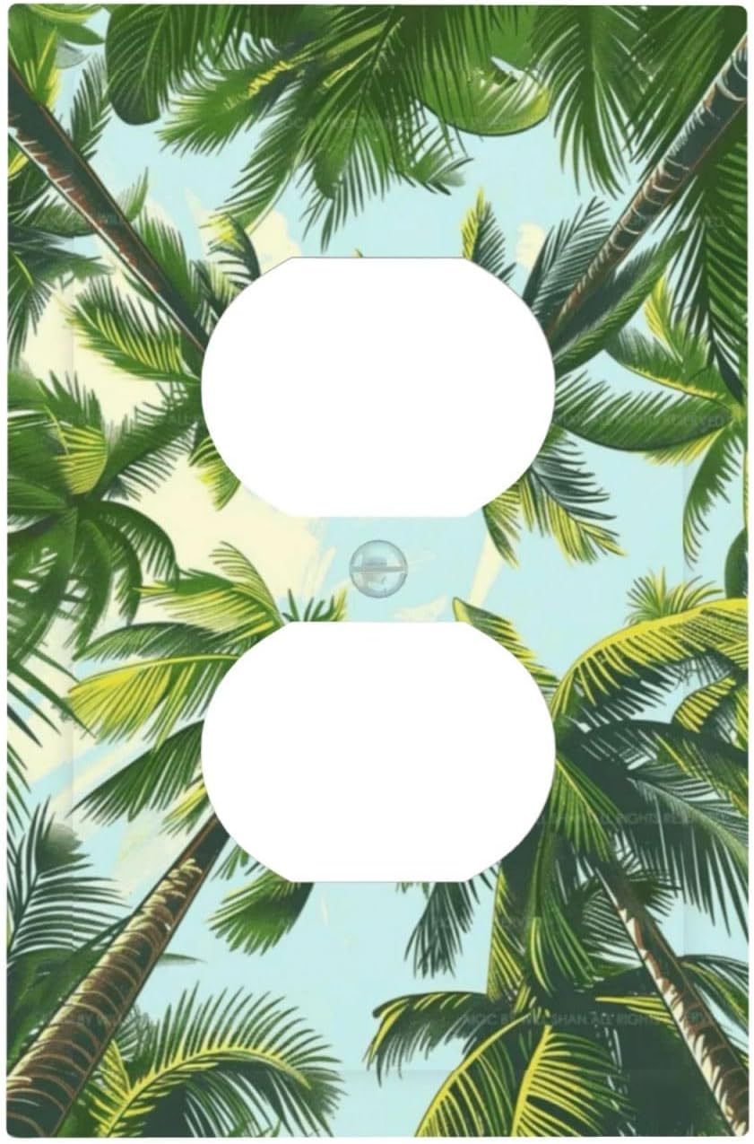 Summer Sky Coconut Palms Trees Green Plants Leaf Outlet Covers 1 Gang Duplex Light Switch Cover