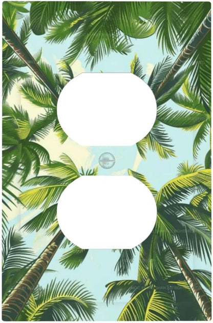 Summer Sky Coconut Palms Trees Green Plants Leaf Outlet Covers 1 Gang Duplex Light Switch Cover
