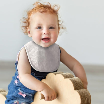 6-Pack Muslin Baby Bibs for Unisex Boys Girls, Cotton Baby Drool Bibs, Drooling and Teething Bibs