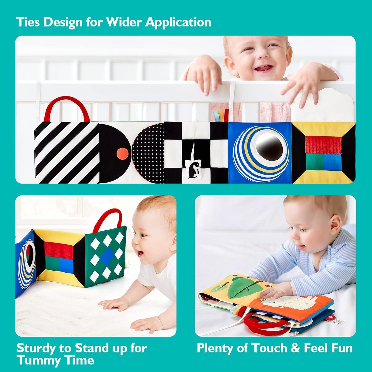 hahaland Baby Toys 0-6 Months - High Contrast Newborn Toys - Baby Tummy Time Books 0-6 Months with