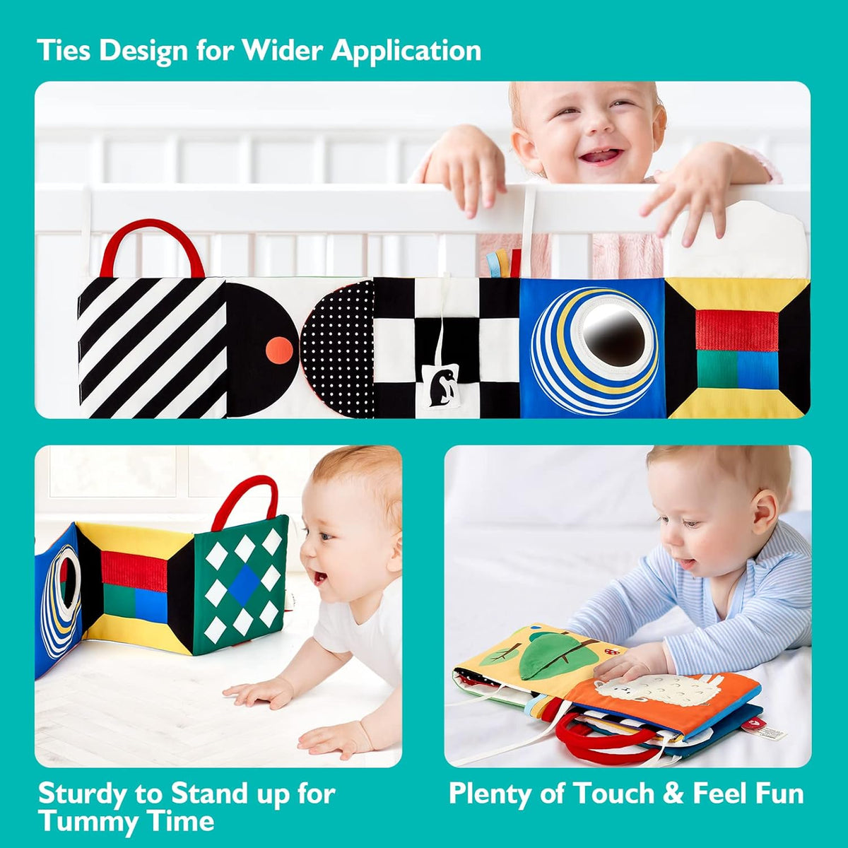 hahaland Baby Toys 0-6 Months - High Contrast Newborn Toys - Baby Tummy Time Books 0-6 Months with