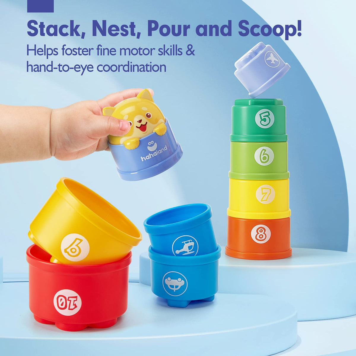 hahaland Stacking Toys for Toddlers 1-3 - Stacking Cups Toddler Toy Age 1-2