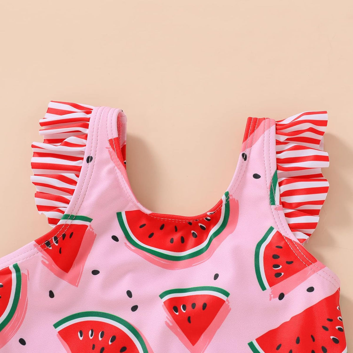 Tiny Cutey Toddler Girl Swimsuit Ruffled Stripe Sleeveless Swimwear One-Piece Baby Girl Bathing