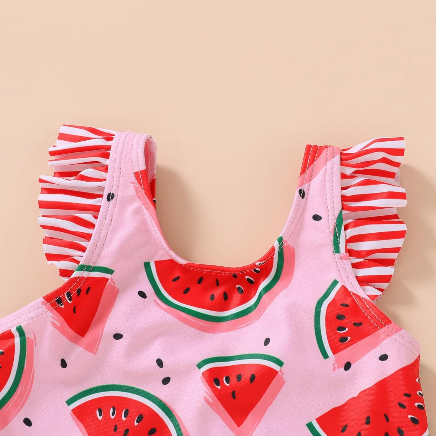 Tiny Cutey Toddler Girl Swimsuit Ruffled Stripe Sleeveless Swimwear One-Piece Baby Girl Bathing