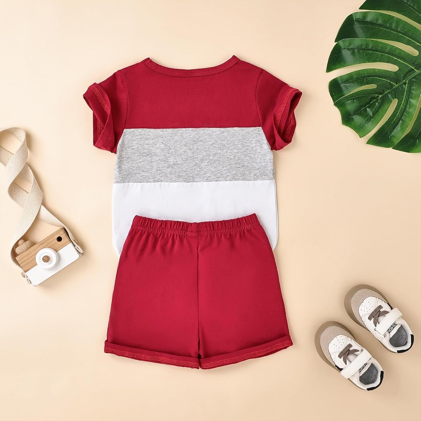 Baby Boy Clothes Toddler Boy Summer Outfits Short Sleeve Patchwork Top T-shirt & Pocket Pant Set 2